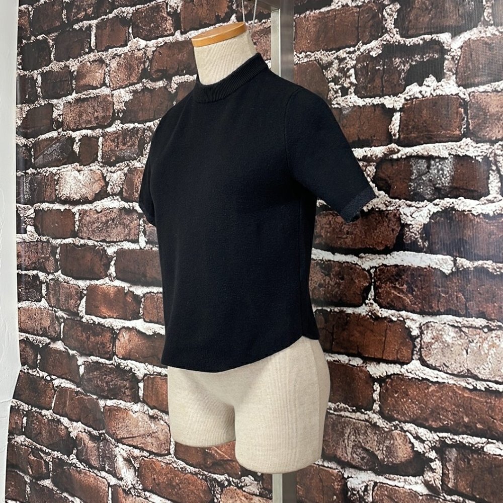 Zara Knit Short Sleeve Sweater Crew Neck Short Black Size Small S - Picture 6 of 16